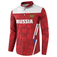 Custom Russia Football Button Sweatshirt Red Eagle Spirit - Wonder Print Shop
