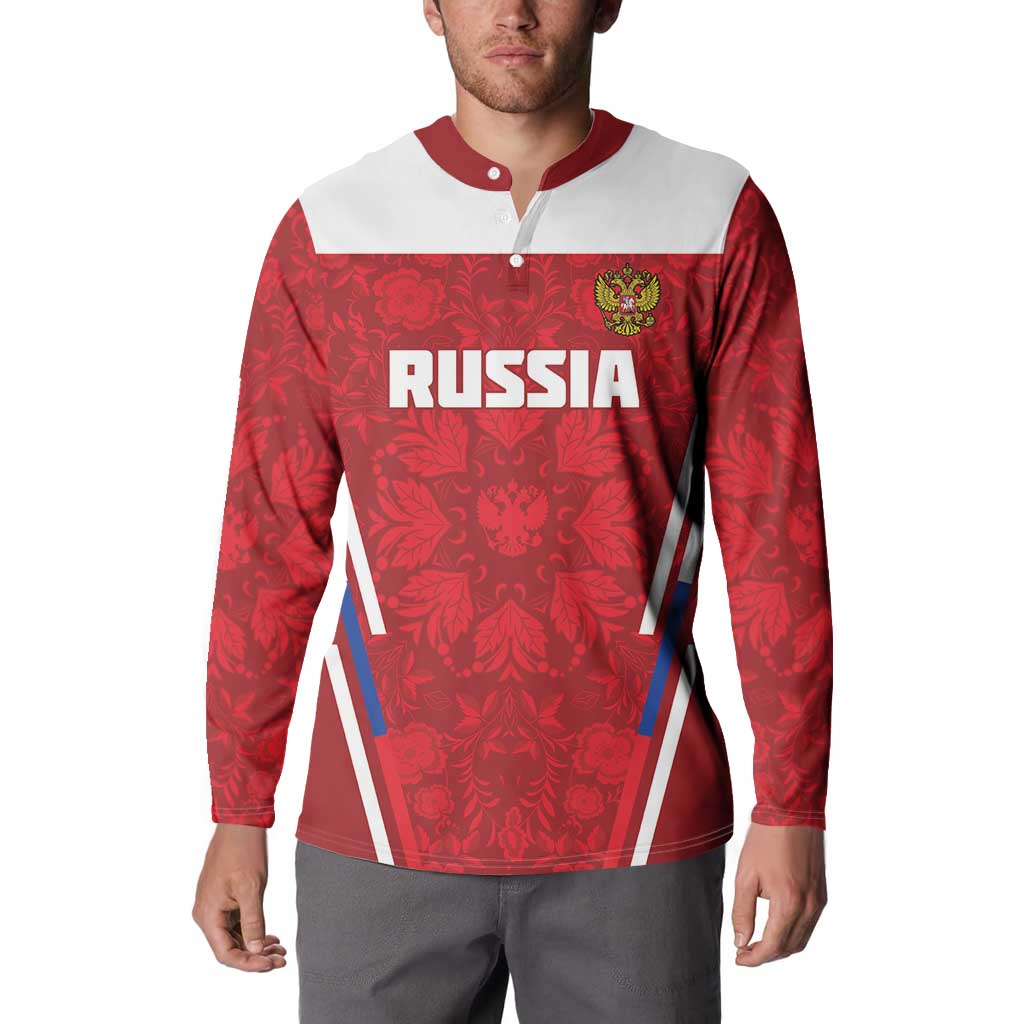 Custom Russia Football Button Sweatshirt Red Eagle Spirit - Wonder Print Shop