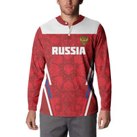 Custom Russia Football Button Sweatshirt Red Eagle Spirit - Wonder Print Shop
