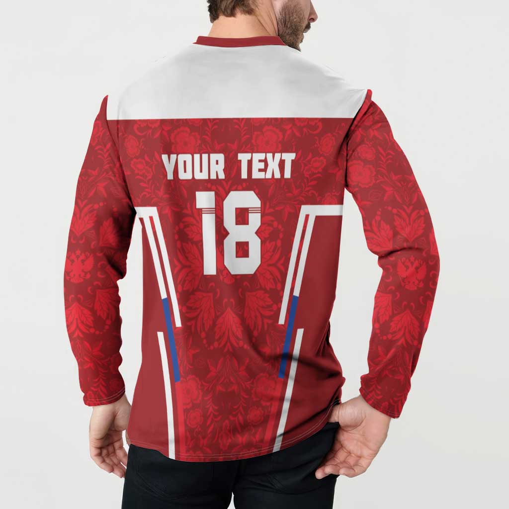 Custom Russia Football Button Sweatshirt Red Eagle Spirit - Wonder Print Shop