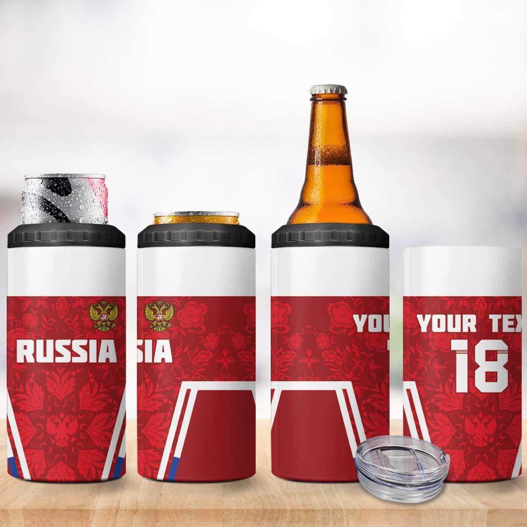 Custom Russia Football 4 in 1 Can Cooler Tumbler Red Eagle Spirit - Wonder Print Shop
