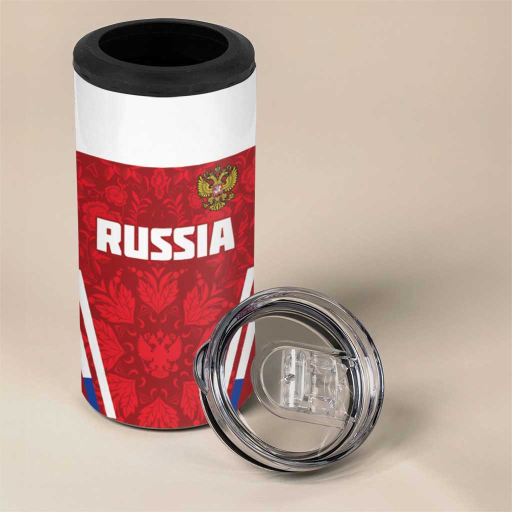 Custom Russia Football 4 in 1 Can Cooler Tumbler Red Eagle Spirit - Wonder Print Shop