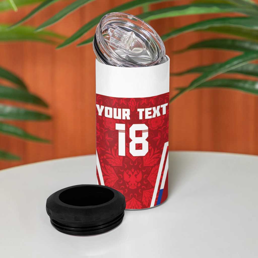 Custom Russia Football 4 in 1 Can Cooler Tumbler Red Eagle Spirit - Wonder Print Shop