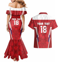 Custom Russia Football Couples Matching Mermaid Dress and Hawaiian Shirt Red Eagle Spirit - Wonder Print Shop