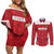 Custom Russia Football Couples Matching Off Shoulder Short Dress and Long Sleeve Button Shirt Red Eagle Spirit - Wonder Print Shop