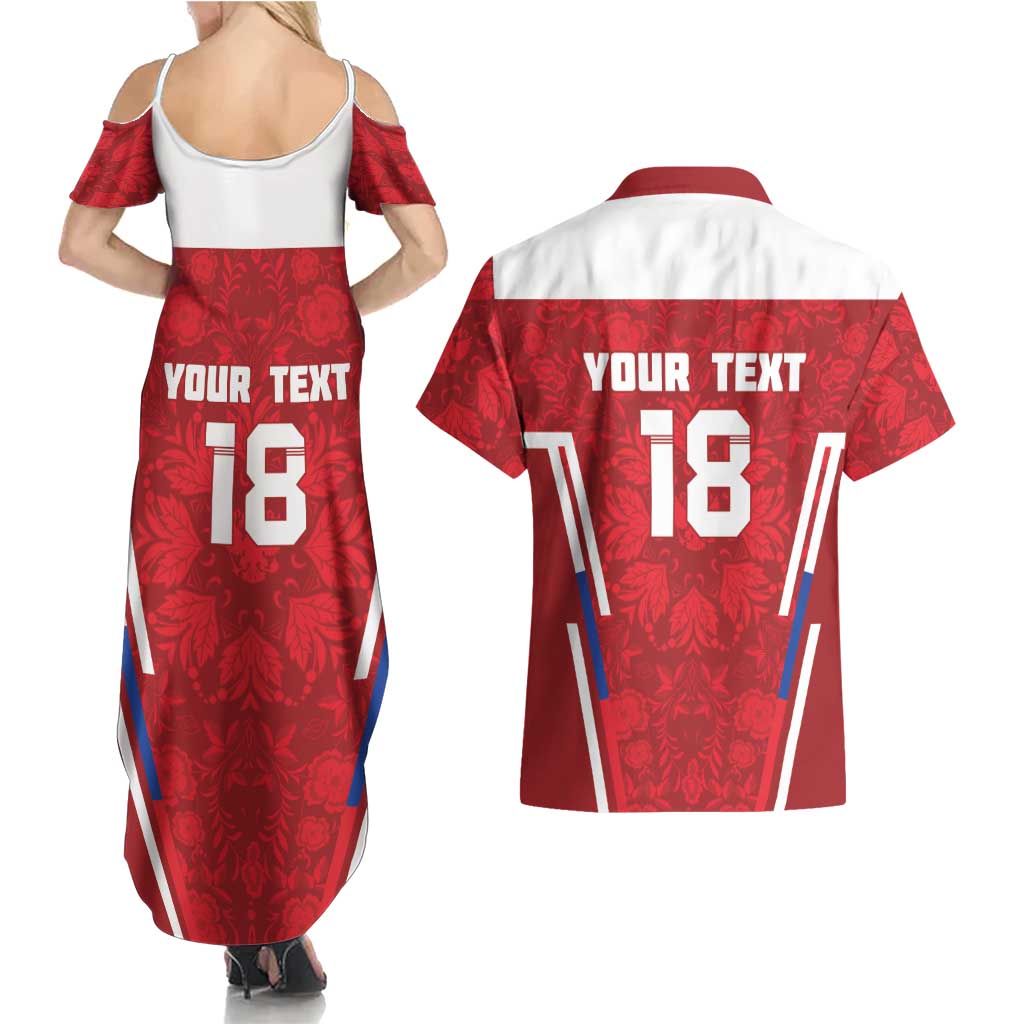 Custom Russia Football Couples Matching Summer Maxi Dress and Hawaiian Shirt Red Eagle Spirit - Wonder Print Shop