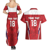 Custom Russia Football Couples Matching Summer Maxi Dress and Hawaiian Shirt Red Eagle Spirit - Wonder Print Shop