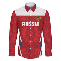 Custom Russia Football Family Matching Long Sleeve Bodycon Dress and Hawaiian Shirt Red Eagle Spirit - Wonder Print Shop