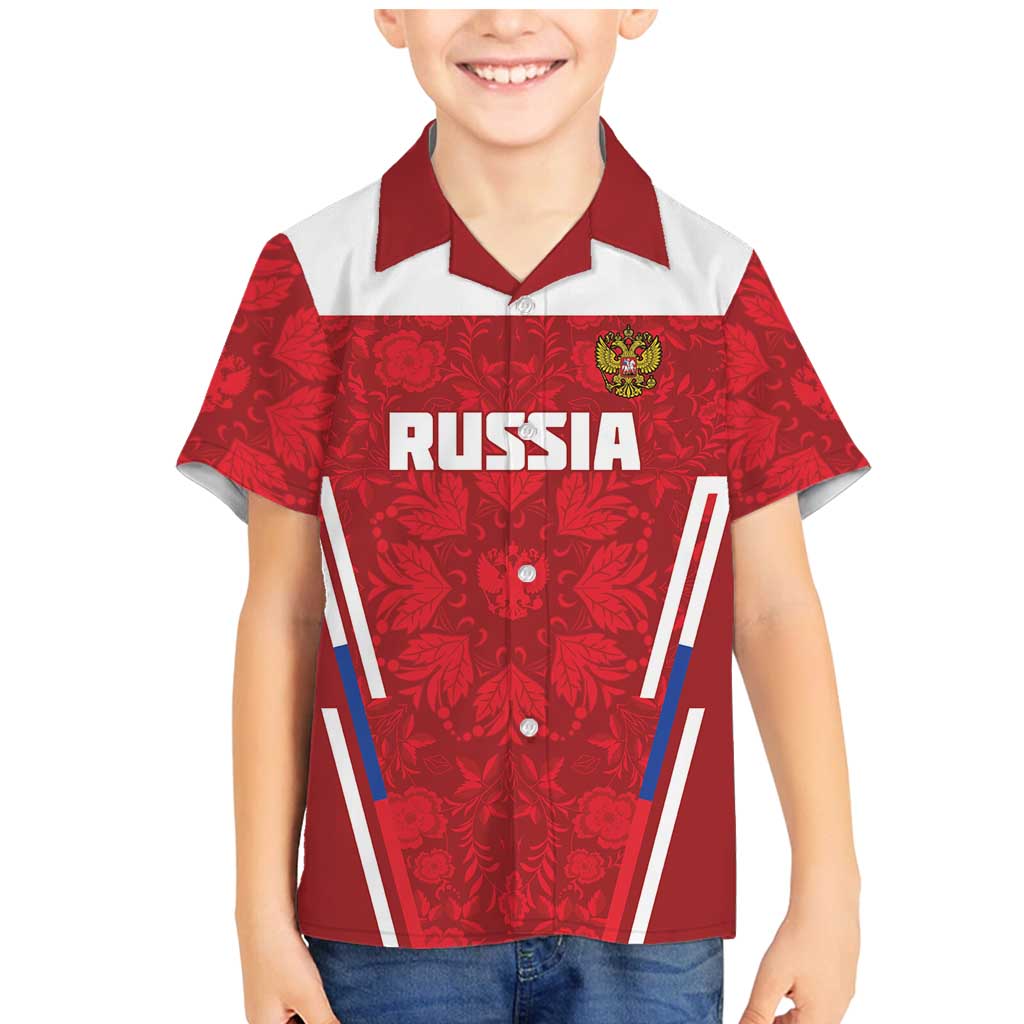 Custom Russia Football Family Matching Mermaid Dress and Hawaiian Shirt Red Eagle Spirit - Wonder Print Shop