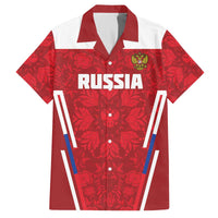 Custom Russia Football Family Matching Off The Shoulder Long Sleeve Dress and Hawaiian Shirt Red Eagle Spirit - Wonder Print Shop