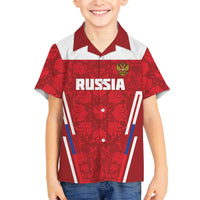Custom Russia Football Family Matching Off The Shoulder Long Sleeve Dress and Hawaiian Shirt Red Eagle Spirit - Wonder Print Shop