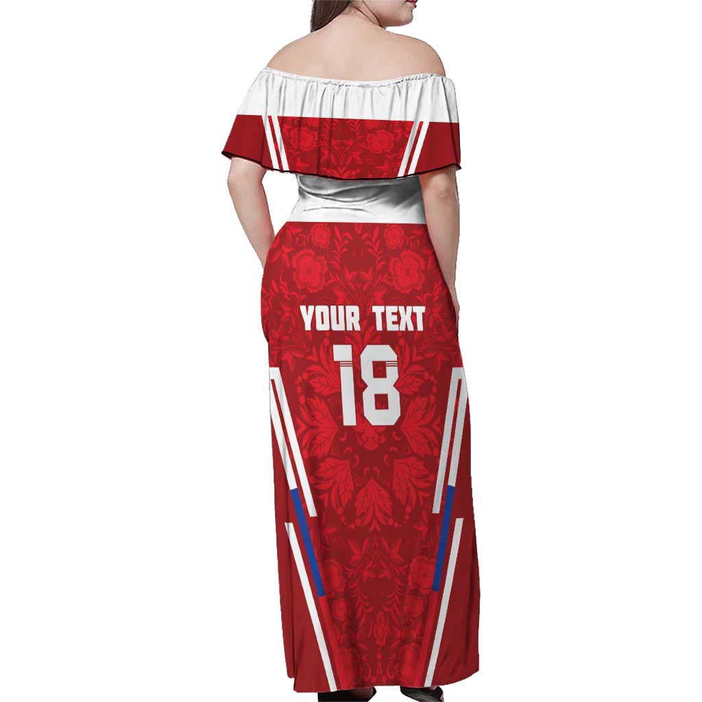 Custom Russia Football Family Matching Off Shoulder Maxi Dress and Hawaiian Shirt Red Eagle Spirit - Wonder Print Shop