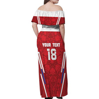 Custom Russia Football Family Matching Off Shoulder Maxi Dress and Hawaiian Shirt Red Eagle Spirit - Wonder Print Shop