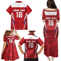 Custom Russia Football Family Matching Puletasi and Hawaiian Shirt Red Eagle Spirit - Wonder Print Shop
