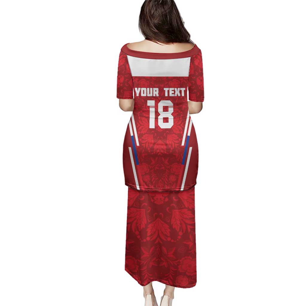 Custom Russia Football Family Matching Puletasi and Hawaiian Shirt Red Eagle Spirit - Wonder Print Shop