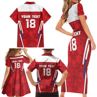 Custom Russia Football Family Matching Short Sleeve Bodycon Dress and Hawaiian Shirt Red Eagle Spirit - Wonder Print Shop