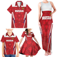 Custom Russia Football Family Matching Tank Maxi Dress and Hawaiian Shirt Red Eagle Spirit - Wonder Print Shop