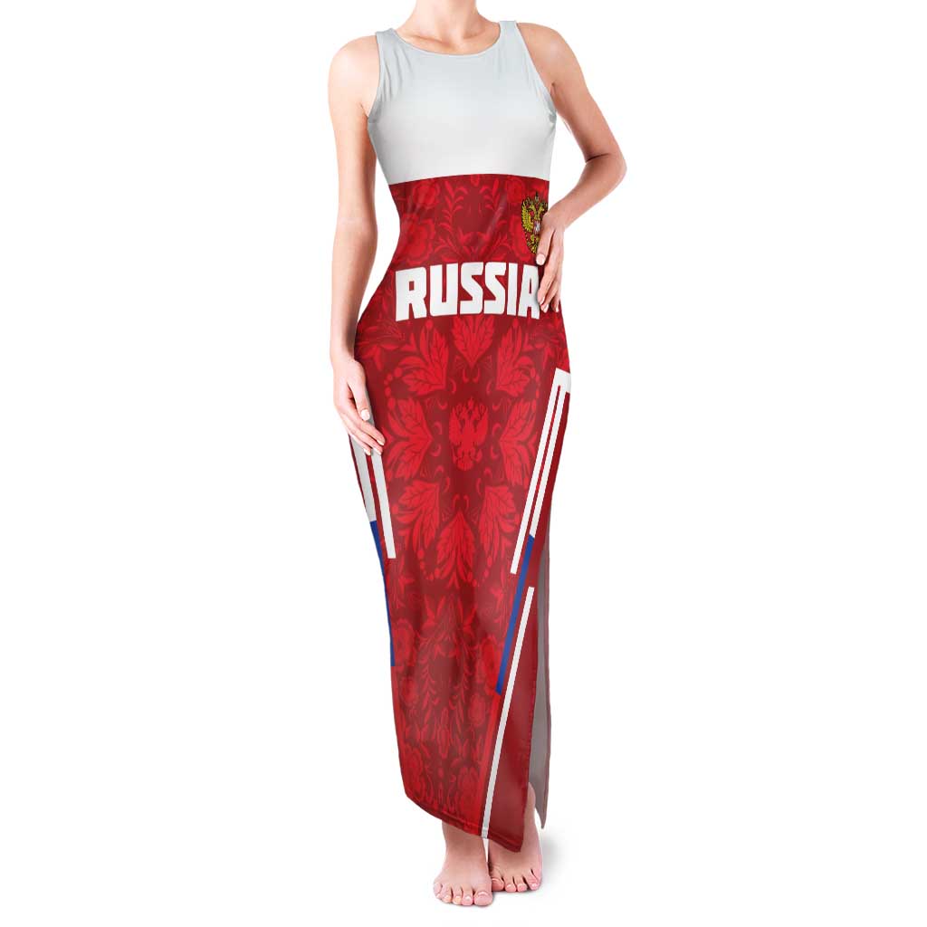 Custom Russia Football Family Matching Tank Maxi Dress and Hawaiian Shirt Red Eagle Spirit - Wonder Print Shop