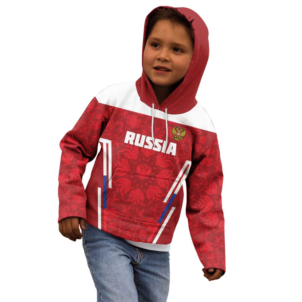 Custom Russia Football Kid Hoodie Red Eagle Spirit - Wonder Print Shop