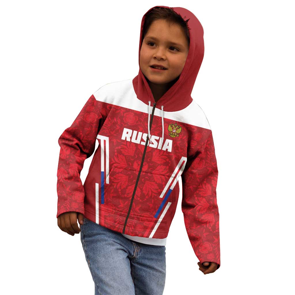 Custom Russia Football Kid Hoodie Red Eagle Spirit - Wonder Print Shop