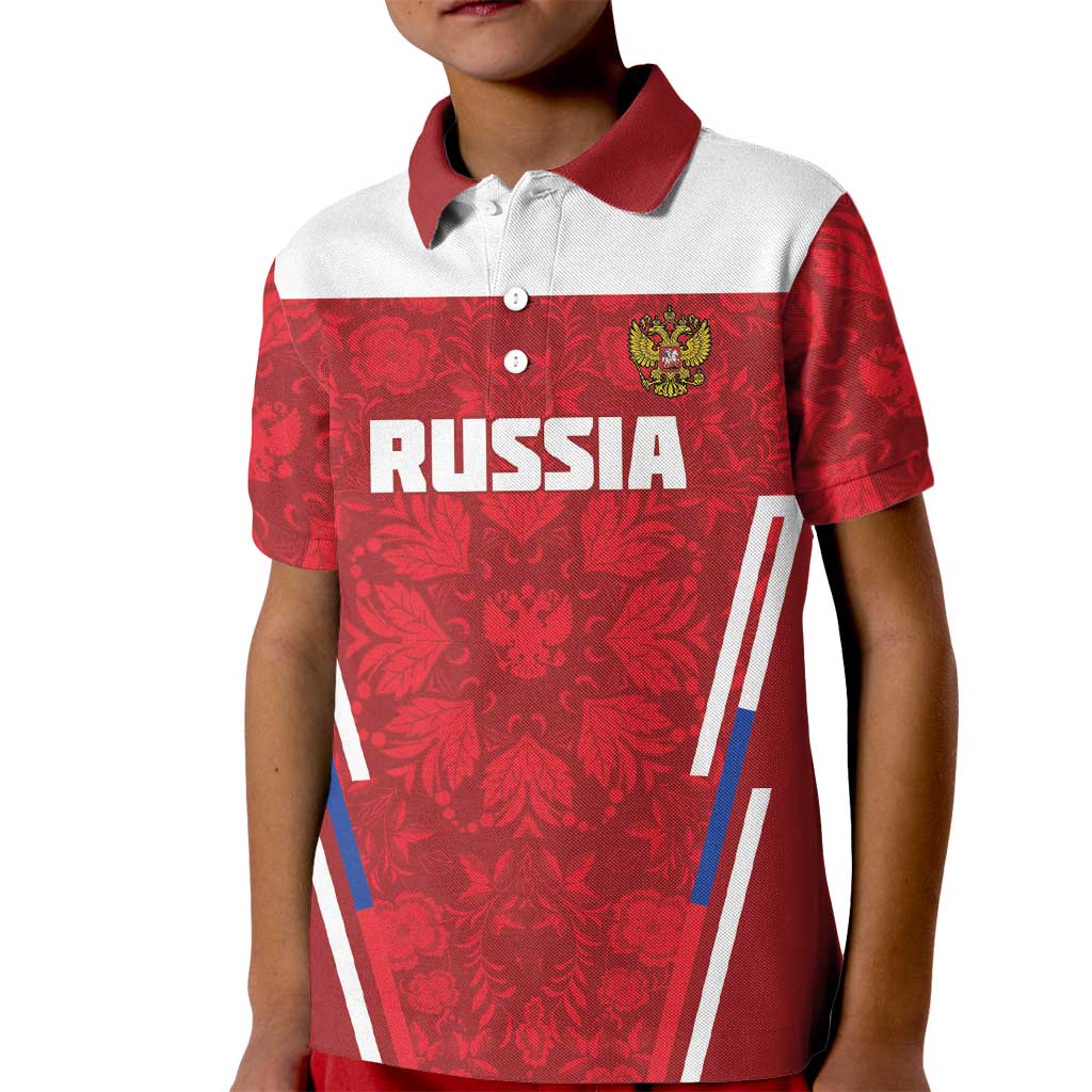 Custom Russia Football Kid Polo Shirt Red Eagle Spirit - Wonder Print Shop