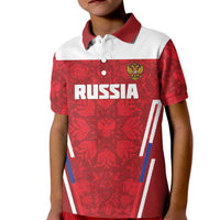 Custom Russia Football Kid Polo Shirt Red Eagle Spirit - Wonder Print Shop