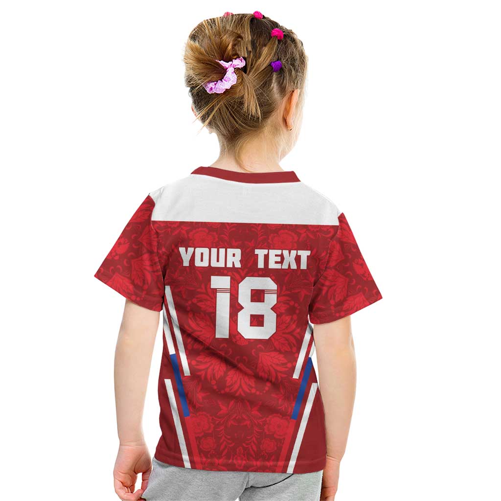Custom Russia Football Kid T Shirt Red Eagle Spirit - Wonder Print Shop