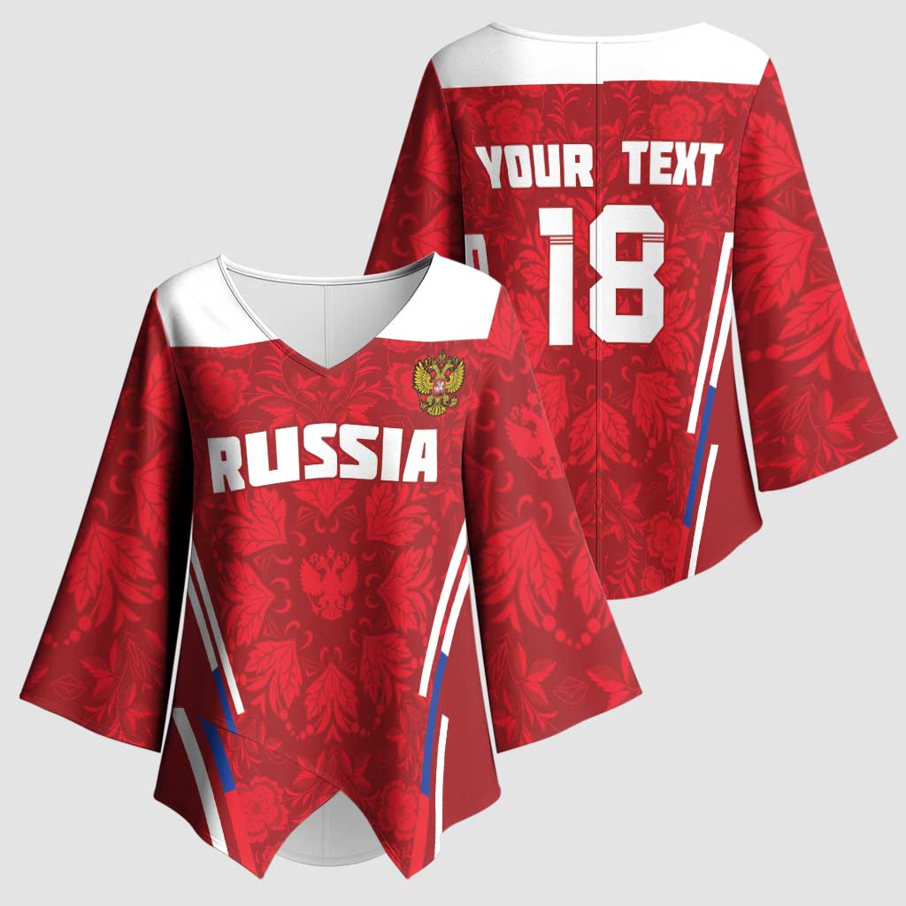 Custom Russia Football Kimono Sleeve Blouse Red Eagle Spirit - Wonder Print Shop