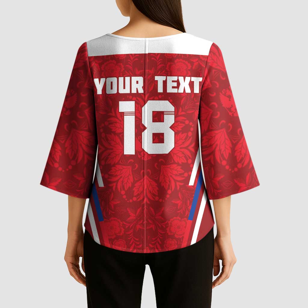 Custom Russia Football Kimono Sleeve Blouse Red Eagle Spirit - Wonder Print Shop