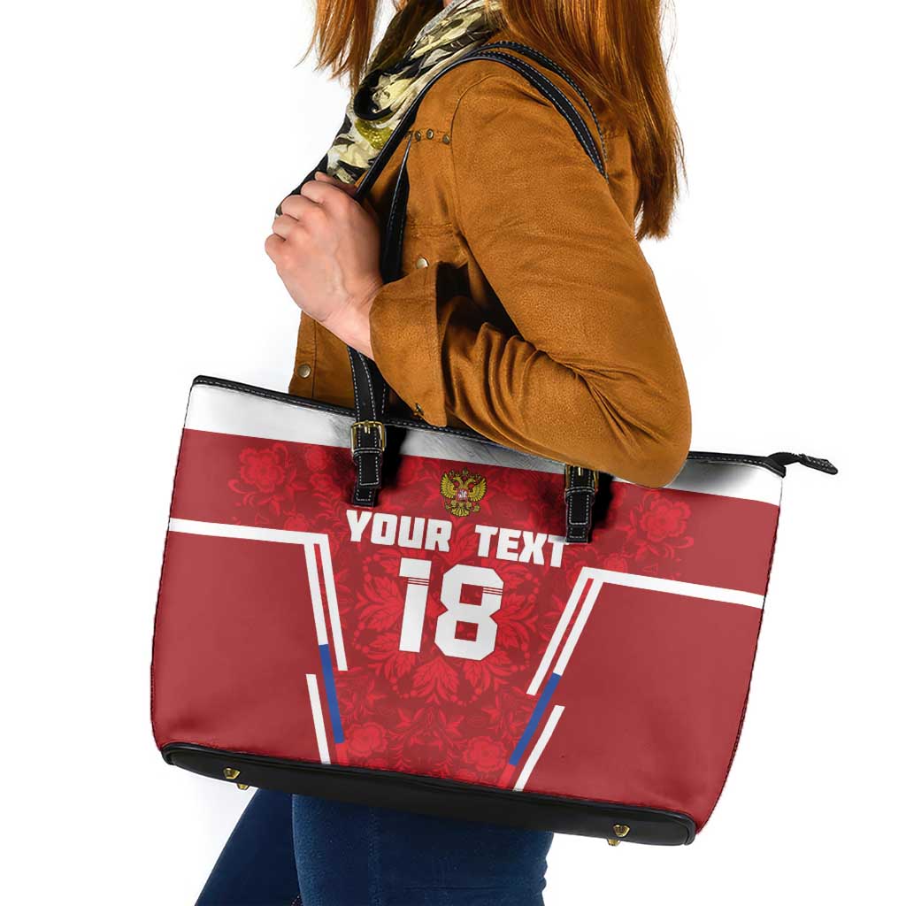 Custom Russia Football Leather Tote Bag Red Eagle Spirit - Wonder Print Shop