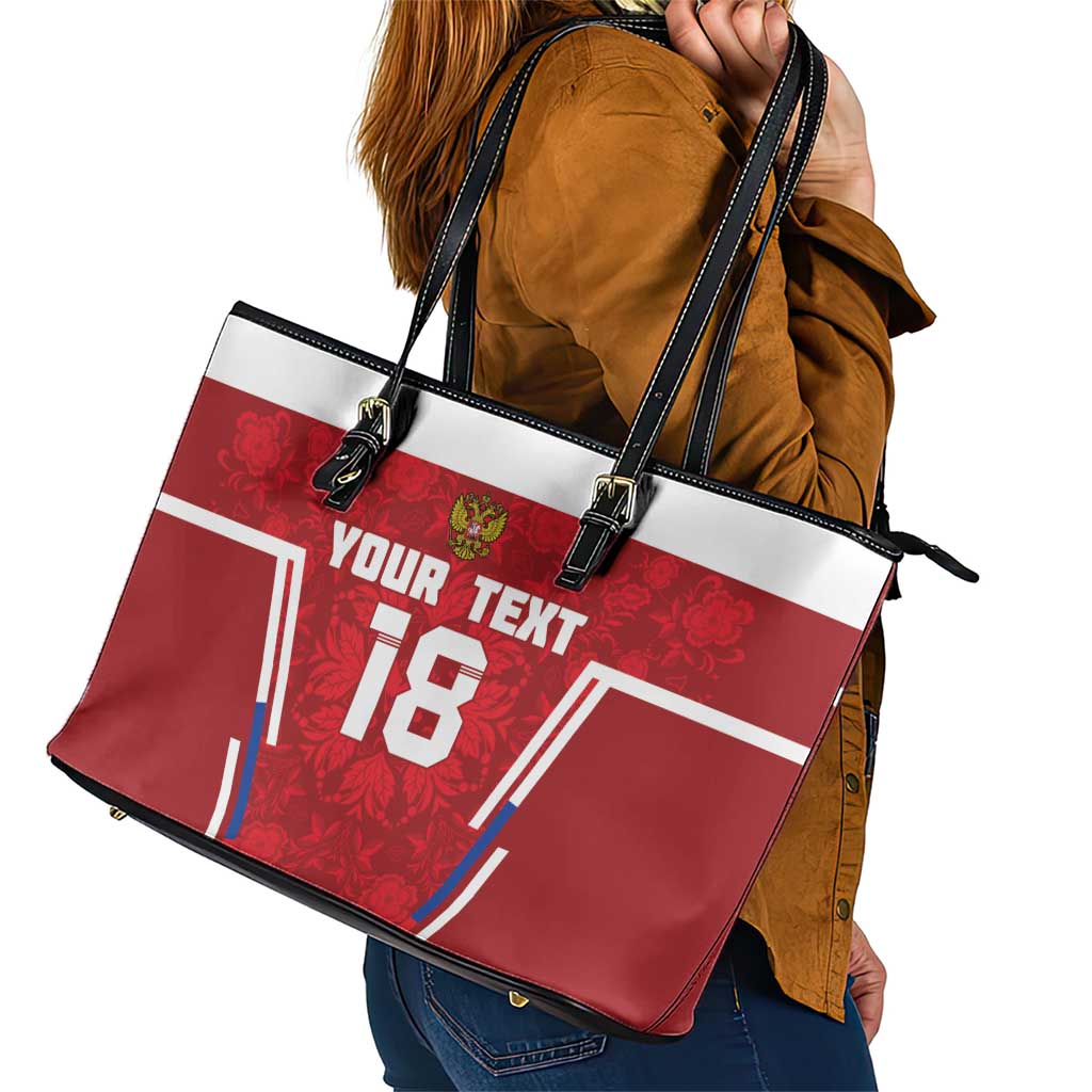 Custom Russia Football Leather Tote Bag Red Eagle Spirit - Wonder Print Shop