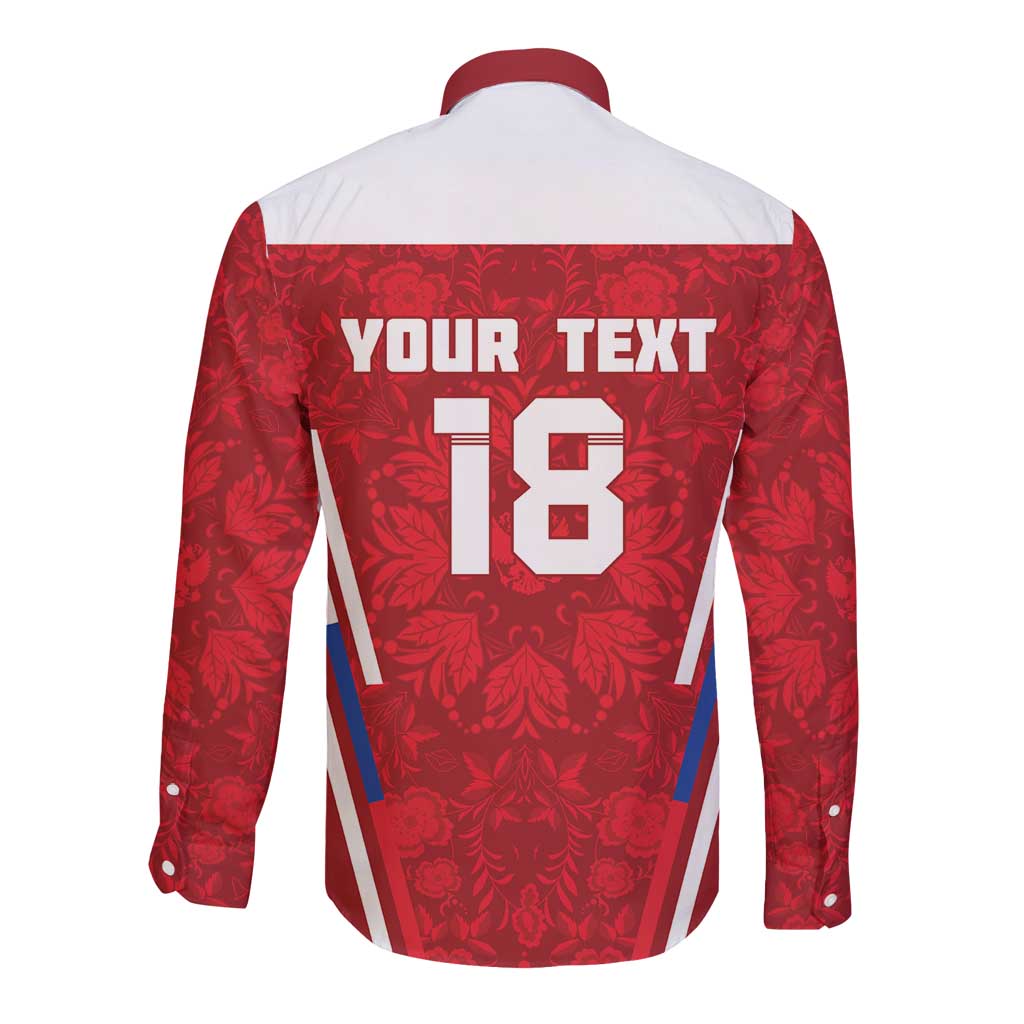 Custom Russia Football Long Sleeve Button Shirt Red Eagle Spirit - Wonder Print Shop