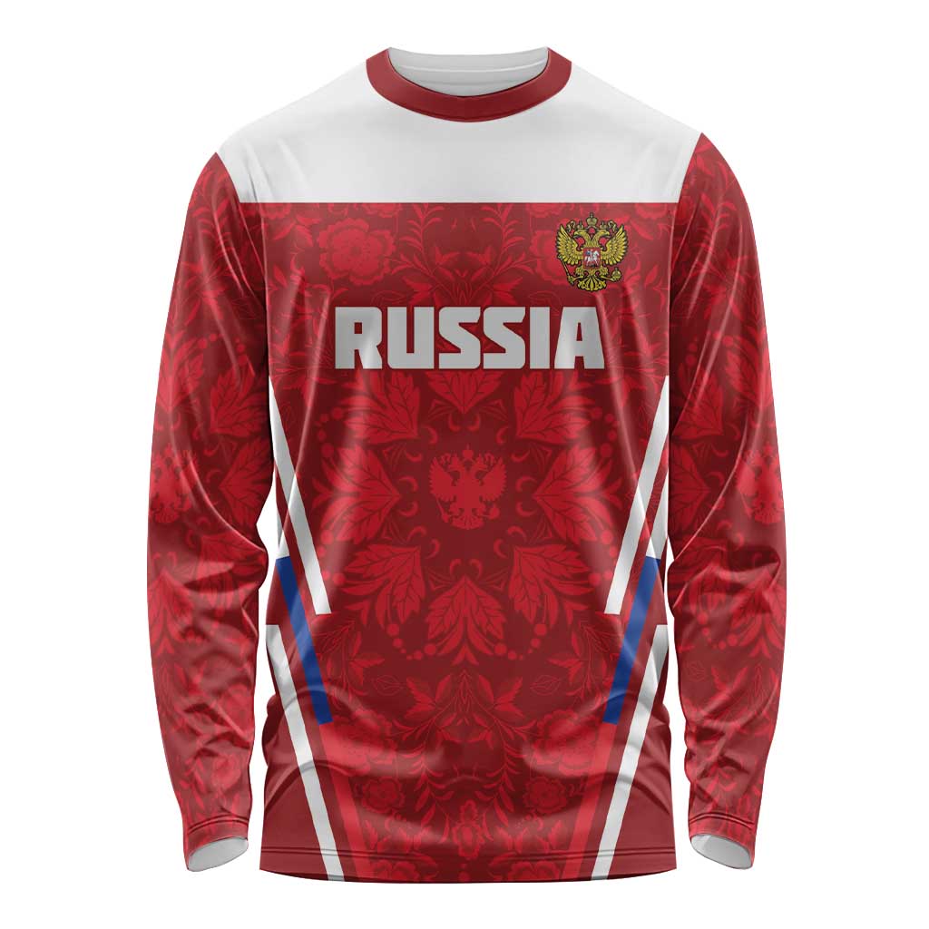 Custom Russia Football Long Sleeve Shirt Red Eagle Spirit - Wonder Print Shop