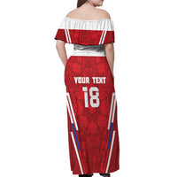 Custom Russia Football Off Shoulder Maxi Dress Red Eagle Spirit - Wonder Print Shop