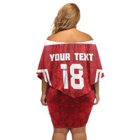 Custom Russia Football Off Shoulder Short Dress Red Eagle Spirit - Wonder Print Shop
