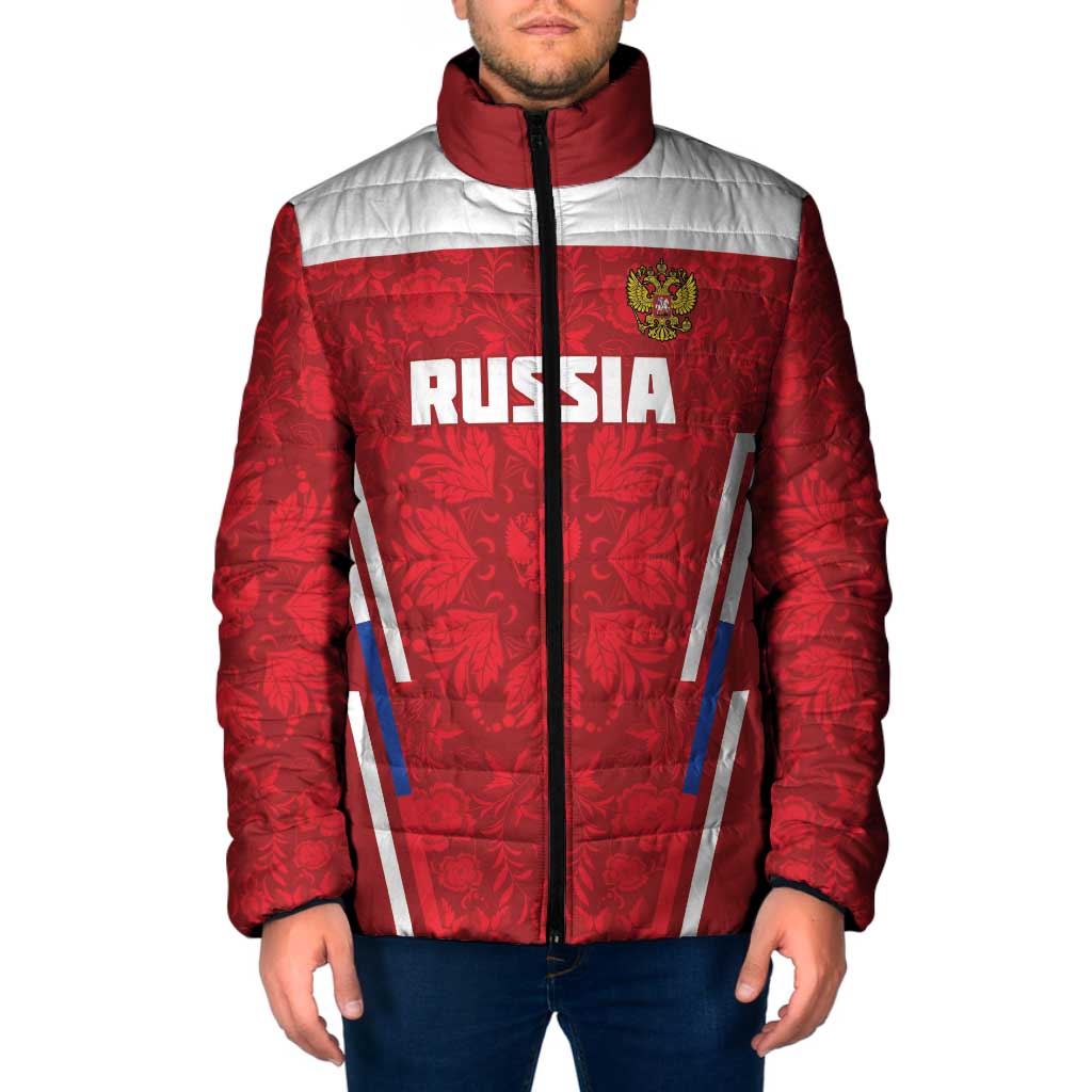 Custom Russia Football Padded Jacket Red Eagle Spirit - Wonder Print Shop