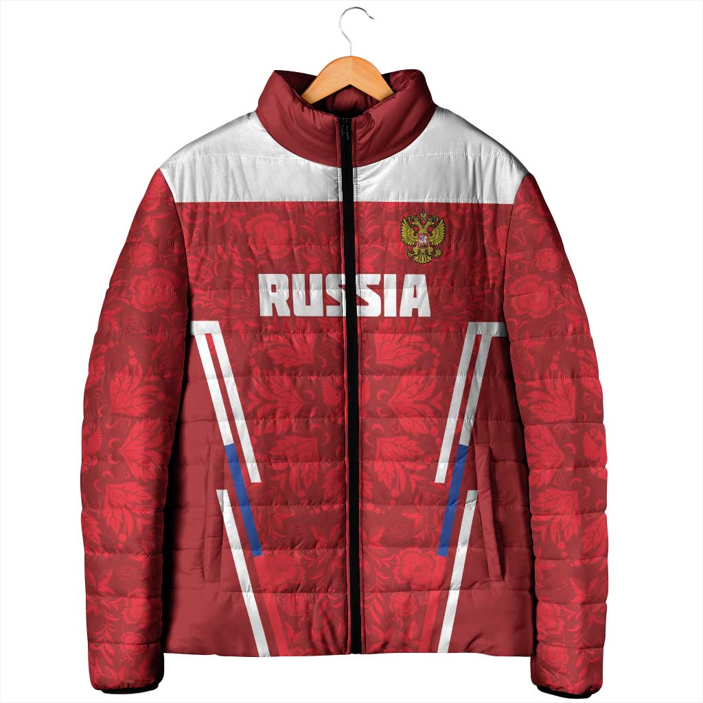 Custom Russia Football Padded Jacket Red Eagle Spirit - Wonder Print Shop