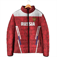 Custom Russia Football Padded Jacket Red Eagle Spirit - Wonder Print Shop
