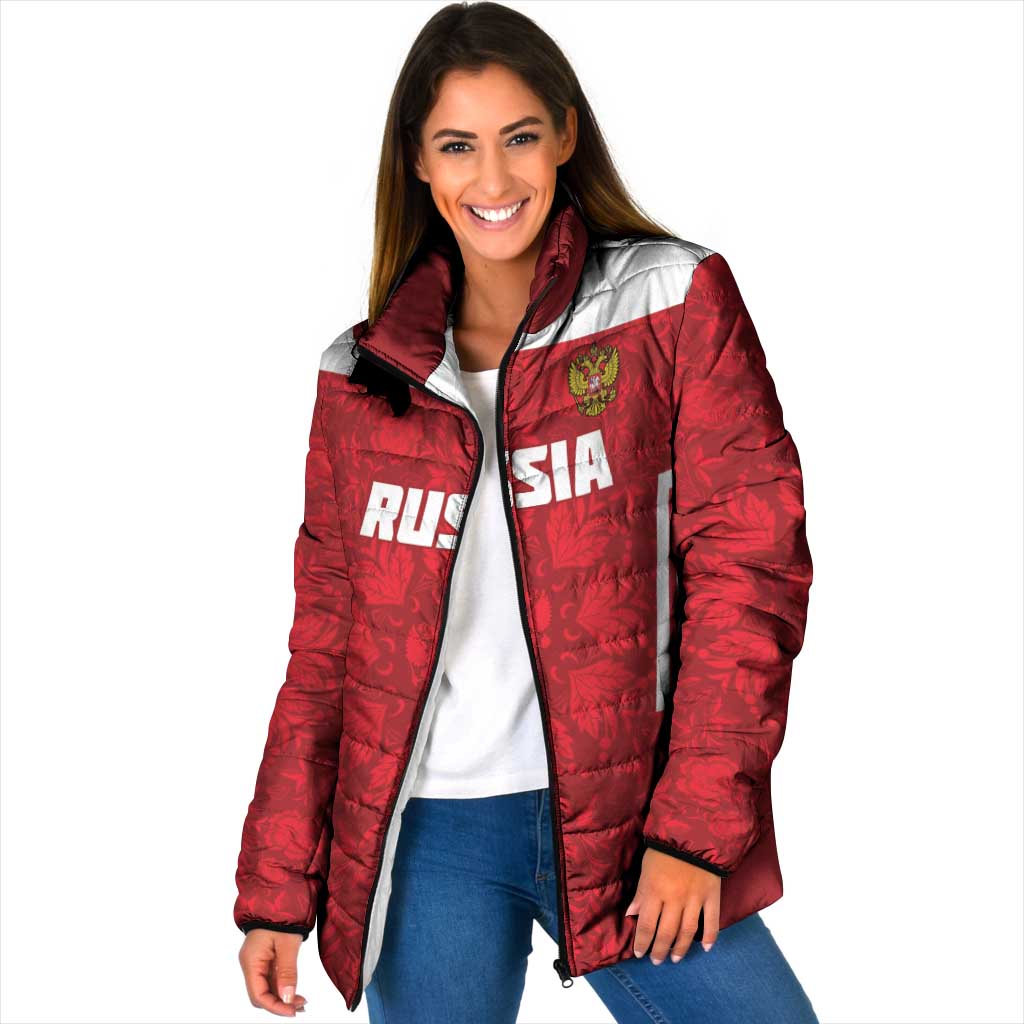 Custom Russia Football Padded Jacket Red Eagle Spirit - Wonder Print Shop