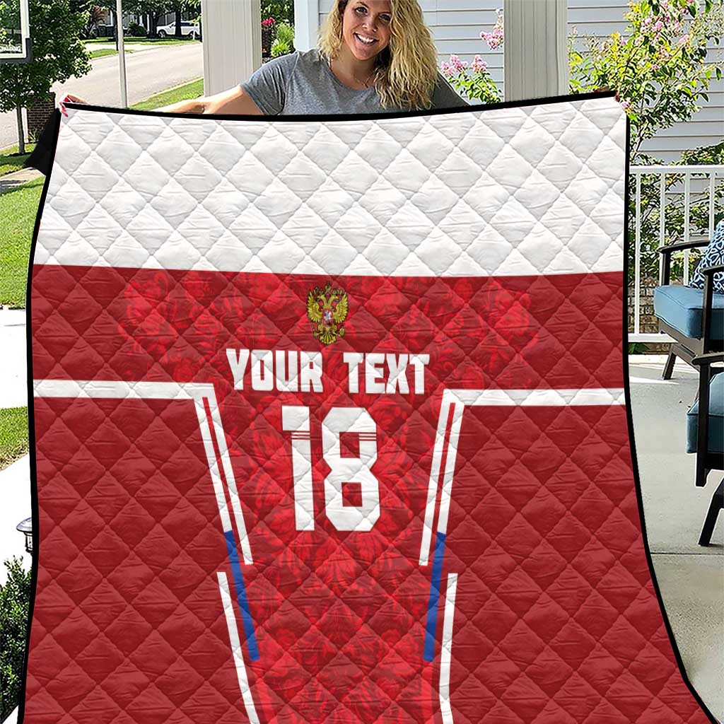 Custom Russia Football Quilt Red Eagle Spirit - Wonder Print Shop