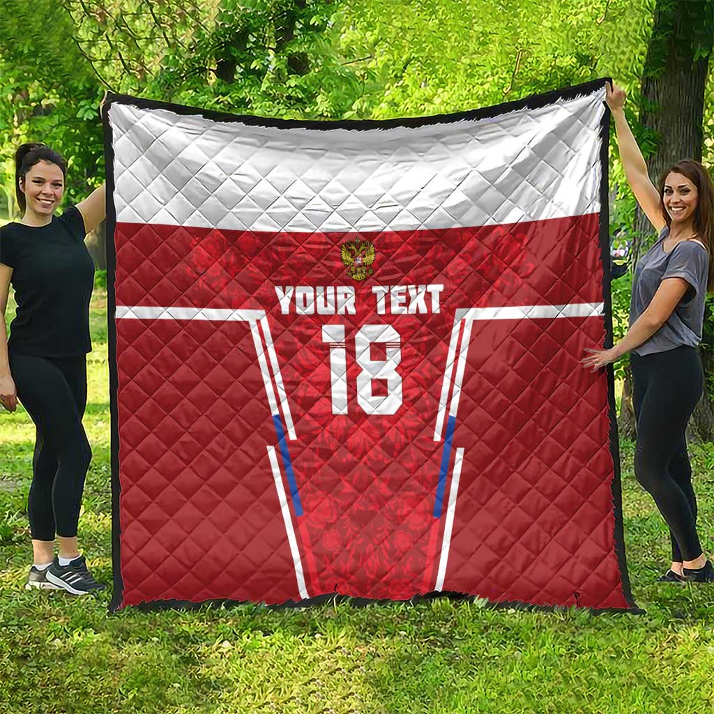 Custom Russia Football Quilt Red Eagle Spirit - Wonder Print Shop