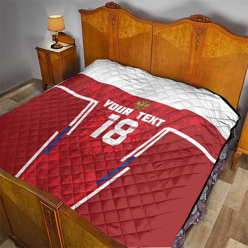Custom Russia Football Quilt Red Eagle Spirit - Wonder Print Shop