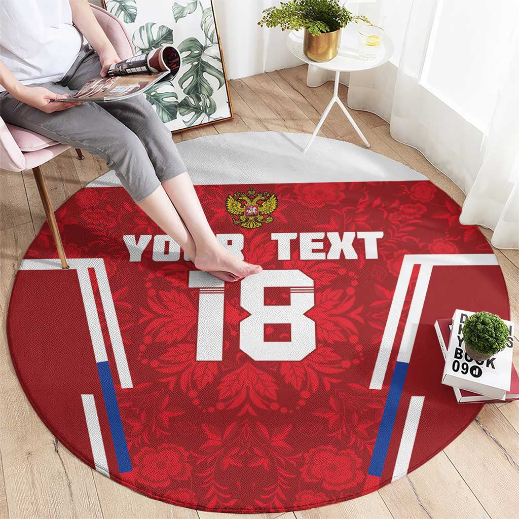 Custom Russia Football Round Carpet Red Eagle Spirit - Wonder Print Shop
