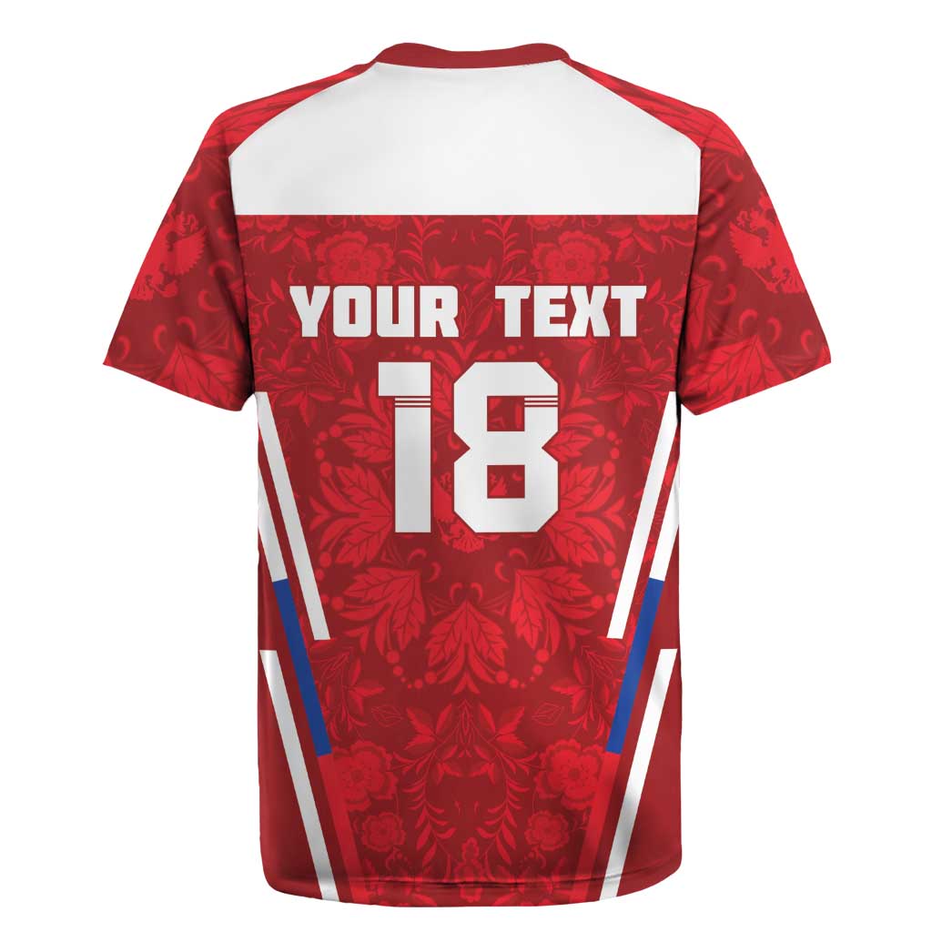 Custom Russia Football Rugby Jersey Red Eagle Spirit - Wonder Print Shop