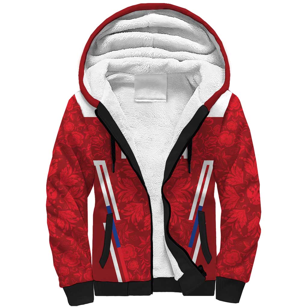 Custom Russia Football Sherpa Hoodie Red Eagle Spirit - Wonder Print Shop