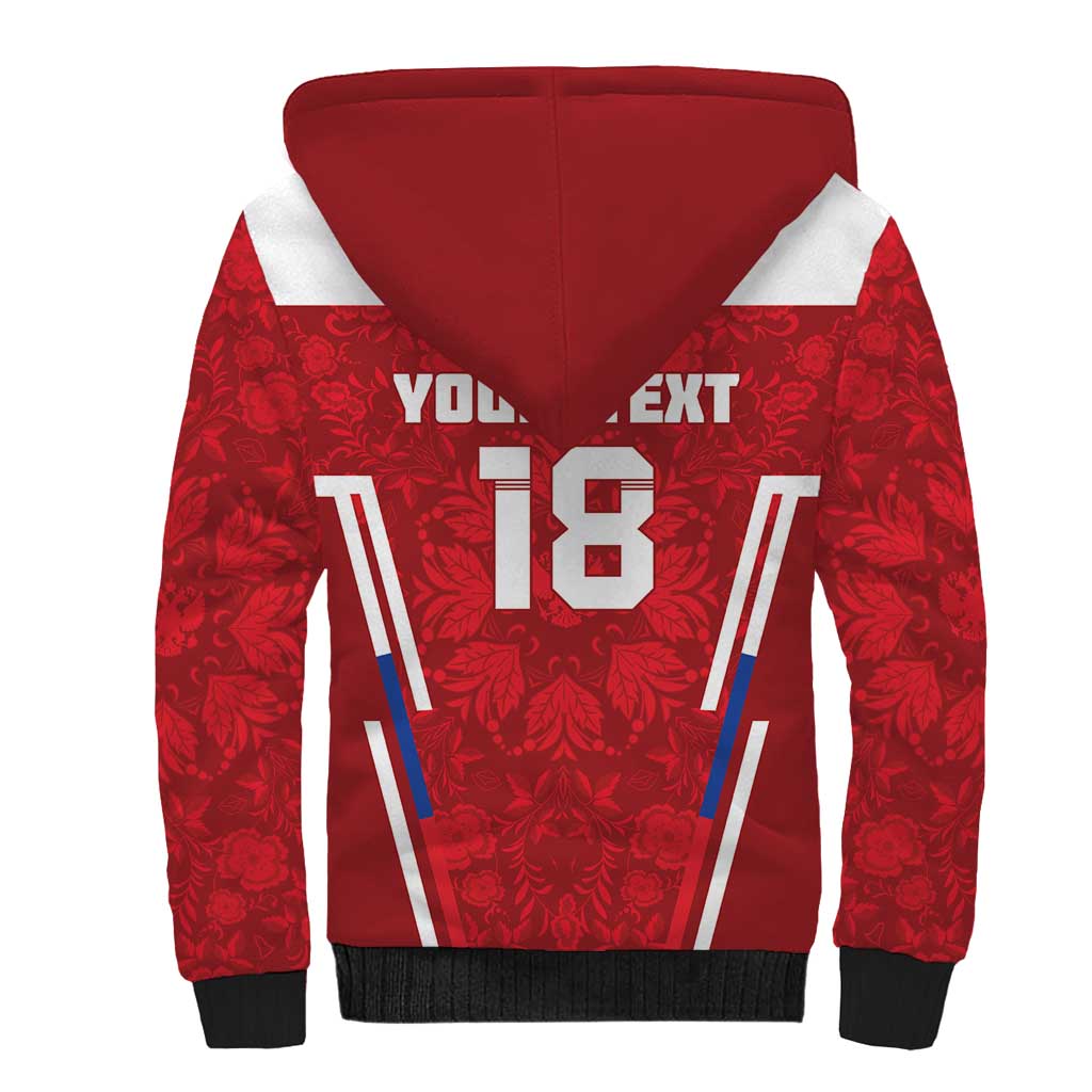 Custom Russia Football Sherpa Hoodie Red Eagle Spirit - Wonder Print Shop