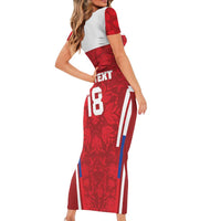 Custom Russia Football Short Sleeve Bodycon Dress Red Eagle Spirit - Wonder Print Shop