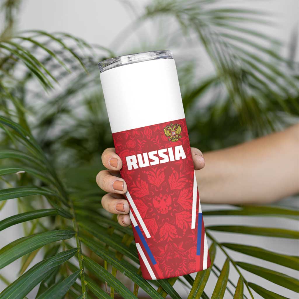 Custom Russia Football Skinny Tumbler Red Eagle Spirit - Wonder Print Shop