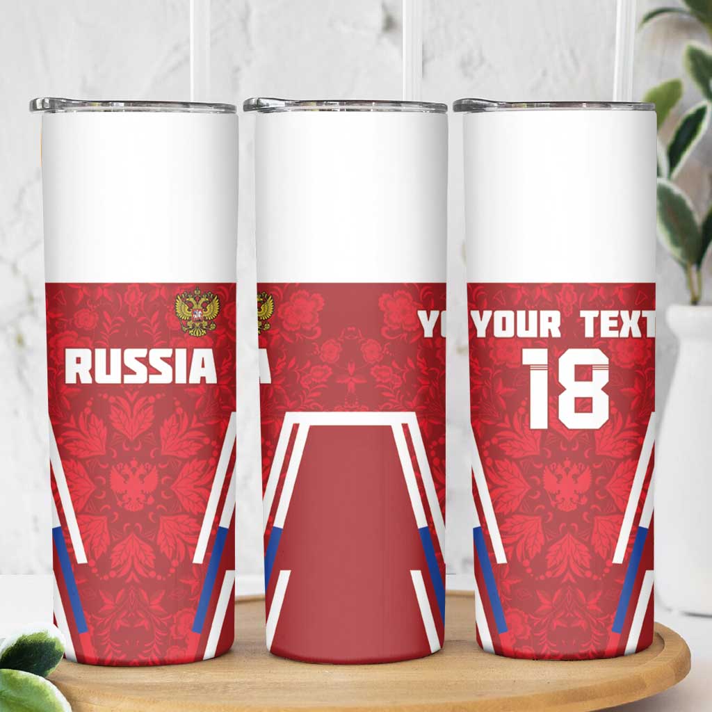 Custom Russia Football Skinny Tumbler Red Eagle Spirit - Wonder Print Shop