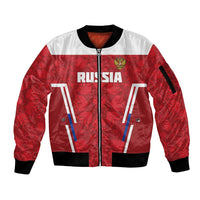 Custom Russia Football Sleeve Zip Bomber Jacket Red Eagle Spirit - Wonder Print Shop
